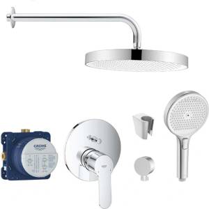 SANITINO - Душ комплект Grohe със смесител и скрито тяло, аксесоари kielle, хром SANI21GKK016 (SANI21GKK016)