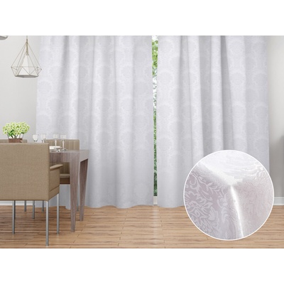 Biante Dekoračný záves Monako PM-122 Zámocký vzor biely - šírka 140 cm 140x260 cm