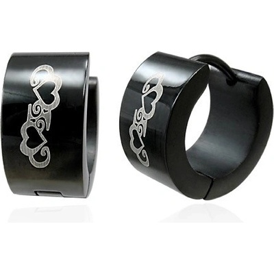 Šperky eshop z chirurgické oceli černé barvy pospojovaná srdíčka a ornamenty X02.13