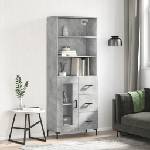 vidaXL Висок шкаф, бетонно сив, 69, 5x34x180 см, инженерно дърво (3189513)