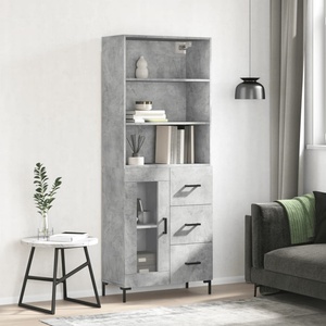 vidaXL Висок шкаф, бетонно сив, 69, 5x34x180 см, инженерно дърво (3189513)