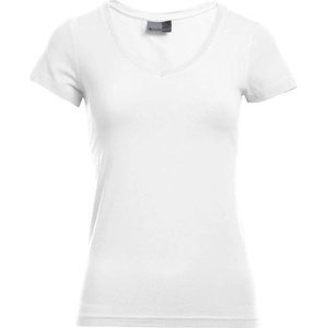 Promodoro 3086 / Дамска тениска slim fit с V-образно деколте - бяла XS (40308600100)