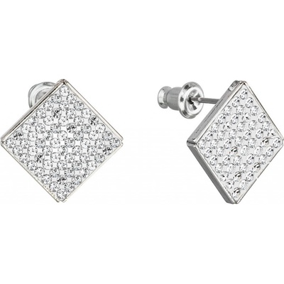 Pavona Náušnice bižuterie s Preciosa krystaly kosočtverec bílá 51077.1 crystal