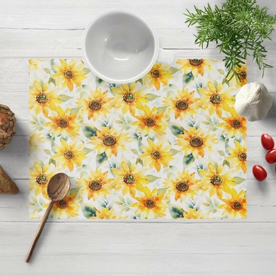 Biante Teflonové prostírání TF-140 Akvarelové slunečnice na bílém 30x40 cm