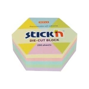 STICK'N Notebook hex 61x70mm pastel 250K STICKN
