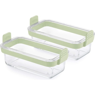 Lékué Комплект 2 бр правоъгълни форми за печене Lekue 1010158, За фритюрник, Силиконови дръжки, Боросиликатно стъкло, Зелен (1010158)