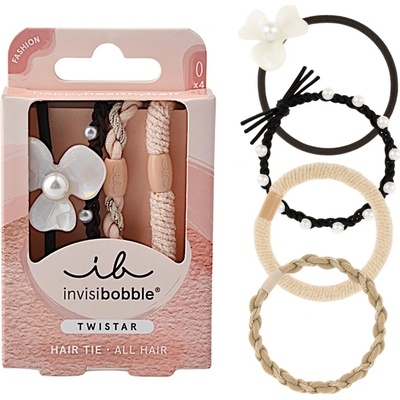 Sada ozdobných gumiček do vlasů Invisibobble Twistar Flower Pearl - 4 ks