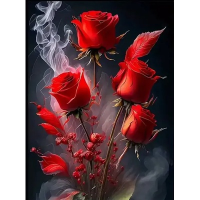 Norimpex - Puzzle Diamant painting: Rose flowers in smoke 30x40cm - 1 - 39 piese