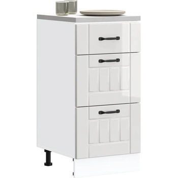 vidaXL Кухненски шкаф "Lucca" с висок гланц, бяло, инженерно дърво (854232)