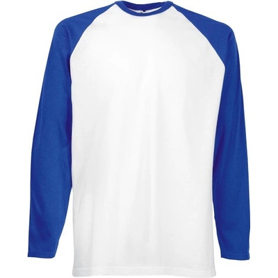 Fruit of the Loom tričko Baseball s dlouhým rukávem modrá královská F296 bílá