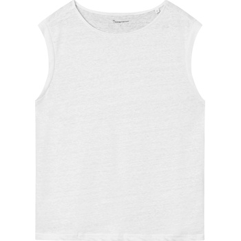 KnowledgeCotton Apparel Дамски топ KnowledgeCotton Apparel Women's Loose Fold Up Linen Top - Bright White - размер XL (916-4446-0214)