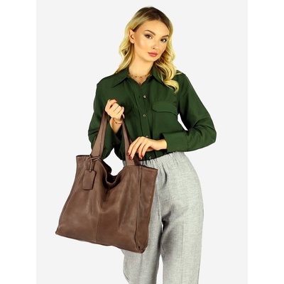 Mazzini Marco kožená shopper kabelka v102J hnedá