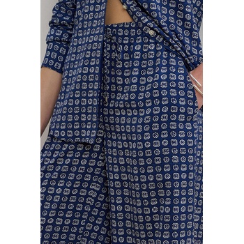 Lauren Ralph Lauren Панталон Lauren Ralph Lauren в тъмносиньо с широка каройка, с висока талия 200970744 (200970744)