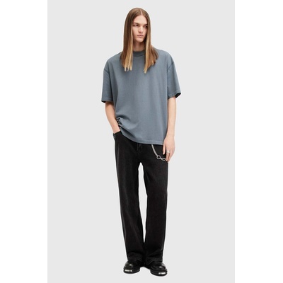 Памучна тениска AllSaints ISAC SS CREW в синьо с изчистен дизайн M024JB (M024JB)