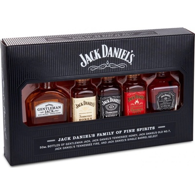 Jack Daniel's Family of Fine Spirits sada 39% 5 x 0,05 l (holá láhev)