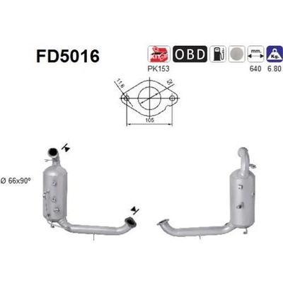 Filtr sazových částic, výfukový systém AS FD5016 | Zboží Auto