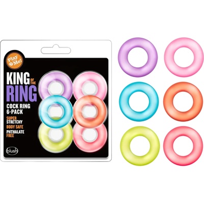 Blush King of the Ring - комплект пенис пръстени - цветни - 6 броя