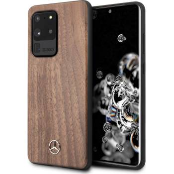 Image 1 of Mercedes-Benz Wood Cover - силиконов (TPU) калъф за Samsung Galaxy S20 Ultra (кафяв)