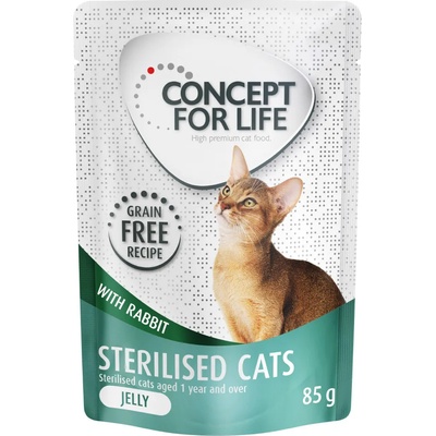 Concept for Life 24х85г Sterilised Concept for Life, консервирана храна за котки - заешко в желе, без зърно