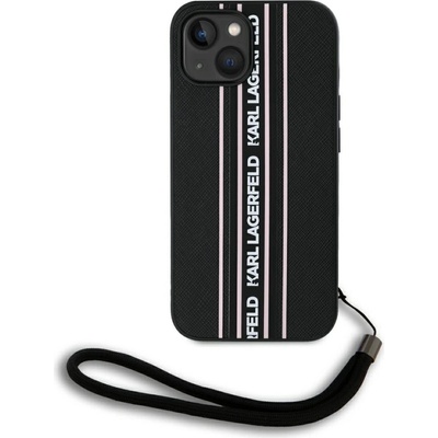 KARL LAGERFELD Калъф Karl Lagerfeld Saffiano Athleisure Stripes Cord iPhone 15 - розов (3666339254742)