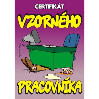 Certifikát vzorného pracovníka pod stolem 6324