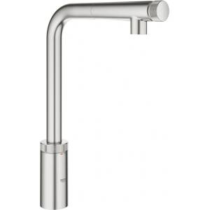 GROHE Кухненски смесител Grohe Minta SmartControl с издърпващ се душ, четкан хром Supersteel (31613DC0)