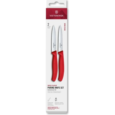 Victorinox Swiss Classic paring knife set 2pcs 10cm straight/wavy red box