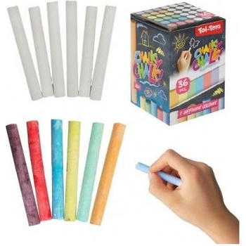 Teddies Таблетни тебешири 36бр бели + цветни 8см в кутия 6x9x6см