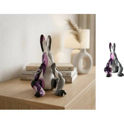 Zajíc dekorativní zvířecí socha – designová figurka do interiéru - 20 cm