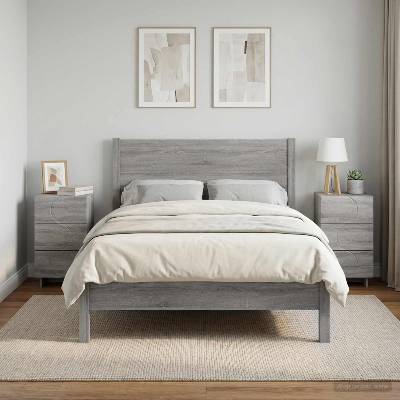 vidaXL Нощен шкаф 2 pcs Сив Сонома 33, 5 x 34, 5 x 60 см (8011436)