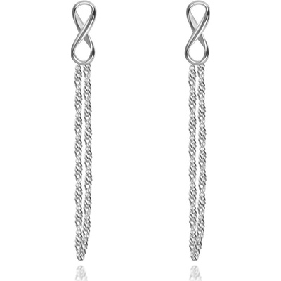 Šperky Eshop stříbrné náušnice symbol INFINITY řetízek spojený s brzdítkem SP06.30