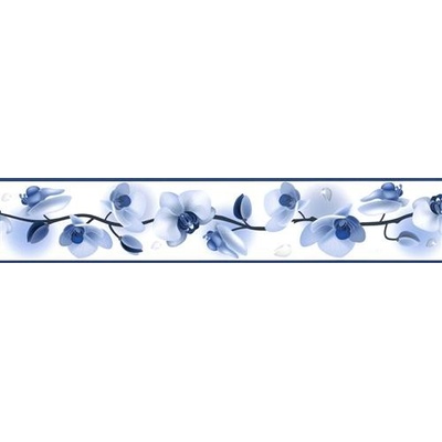 IMPOL TRADE D 58-030-5 Samolepící bordura květy orchidejí modré, rozměr 5 m x 5,8 cm – Zboží Dáma