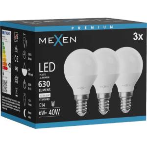 Mexen Nova 3x LED крушка E14, G45, 6W, Неутрална - 4000K, 630 lm - L101-E14-0640-01x03 (L101-E14-0640-01x03)