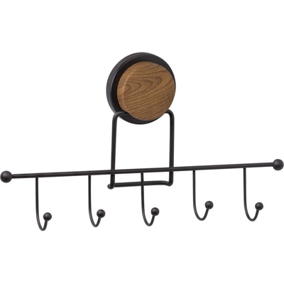 Metalife Закачалка за кърпа с пет куки Metalife MGS-702W, Черен/Дървесен (MGS-702W)