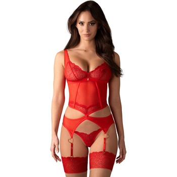 Obsessive Cupide Desir Corset & Thong Red XXL/XXXL