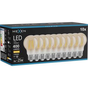 Mexen Vintis 10x LED филаментна крушка E27, A60, 4W, Топло - 2700K, 400 lm, кехлибар (L150-E27-0427-50x10)