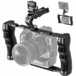 NEEWER Universal Camera Cage with Top Handle, Accessories Monitor Mount, Arca Type Camera Gimbal Stabilizer Video Rig, Two Handles and 3/8 Compatible with SmallRig CA016T+MA006