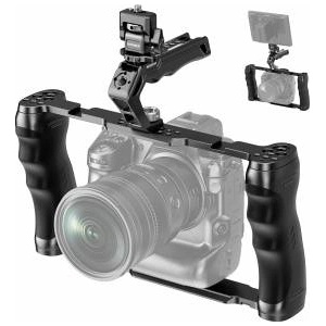 NEEWER Universal Camera Cage with Top Handle, Accessories Monitor Mount, Arca Type Camera Gimbal Stabilizer Video Rig, Two Handles and 3/8 Compatible with SmallRig CA016T+MA006