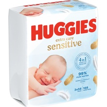 Huggies Extra Care Sensitive vlhčené ubrousky 3 x 56 ks