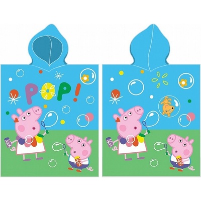 Carbotex dětské pončo 55 x 110 cm Prasátko Pepina Bublinková show