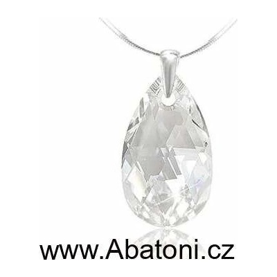 Swarovski Elements Stříbrný náhrdelník visací bílá slza, kapka 34255.1 Crystal