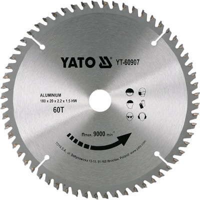 Kotouč na hliník 180 x 20 mm 60z Yato YT-60907