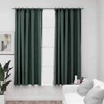 Pure Line Home Завеси с ленена текстура в цвят зелен с перделък, 2 бр. , 140 x 175 см