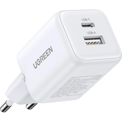 UGREEN X514 мрежово зарядно устройство USB+Type-C гнездо 20W, PD бързо зарядно устройство, БЯЛО (65006)