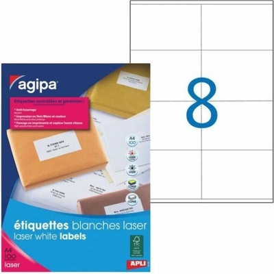 Etikety laser 105x72mm Agipa A4 100 hárkov AG119066