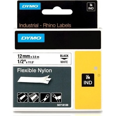 Páska Dymo 12mm 18758, PROFI D1 RHINO čierna na bielu Flexible Nylon