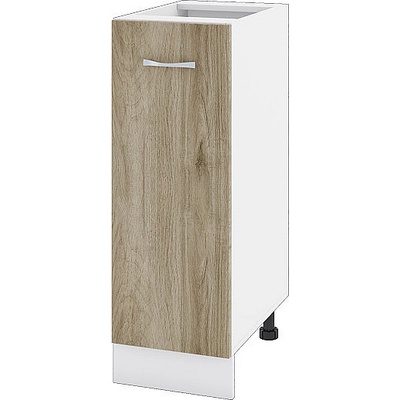 ИРИМ Долен шкаф с една врата и рафт Сити БДА-20 бяло гладко / дъб сонома арвен 30 см