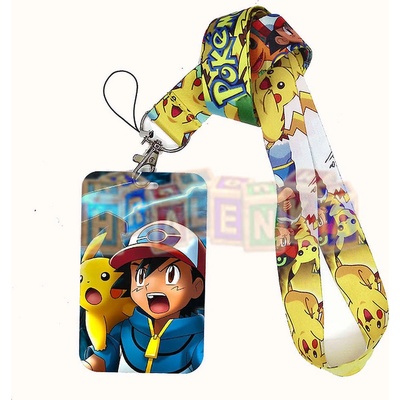 Šňůrka na krk s cedulkou Pokémon Pikachu a Ash