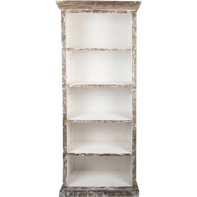 Clayre & Eef Bielo-hnedá drevená knižnica Giossina - 80x36x195 cm