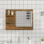vidaXL Огледало за баня, опушен дъб, 60x10, 5x45 см, инженерно дърво (815660)